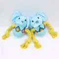 Giocattolo per cani in peluche elefante blu con corde di cotone giallo resistenti ai morsi - Elefante Blu Sonoro