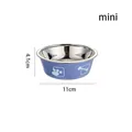 Mini blue stainless steel pet bowl for dogs and cats with 11cm diameter and paw prints - Mini / Blue