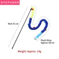 Multicolor plush cat teaser wand, 41cm flexible rod with 60cm soft colorful strip - Sea World