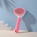Pink self-cleaning slicker brush for pet cat and dog grooming, deshedding and massage. - OPP Bag / Pink