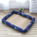 Sommer-Kühlmatte für Haustiere mit Flamingomuster und atmungsaktiver gewebter Strohmatte - XL Extra Groß (82cm*60cm) / Flamingo