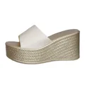 Sandales compensées dorées élégantes pour femmes avec plateforme et bride stylée - 35 / Beige