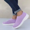 Comfortable purple breathable knit slip-on sneakers for women lightweight casual shoes - 35 / Purple