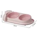 Ergonomic double pink pet bowl with 15-degree tilt and dimensions 32x17.5x6cm - Two Plastic Bowls / Small Cat Model (32x17.5x6cm) / Pink