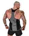 Back view of men's racerback athletic tank top with breathable mesh and paneling. - M / Tops / Black