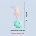 Mint green cat toy bell ball with colorful feathers, 20cm total length - Four-Color Feather and Green Bell Ball