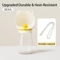 Portable 380ml dog water bottle with bear-shaped drinking bowl and white wrist strap - S / White