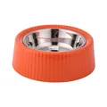 Bright orange removable pet bowl with stainless steel inner insert for dogs and cats - With Stainless Steel Inner / Orange