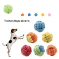 Colorful cotton rope woven dog toy ball for pet teething, chewing and interactive play - Random Multicolor