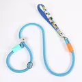 Detailed close-up of a blue adjustable P-chain training leash for medium and large dogs - 1.2cm Diameter (1.5m Length) / Blue