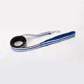 Durable blue and white striped nylon dog leash with heavy-duty metal swivel clasp. - L (Leash Only) / Creamy Blue