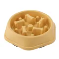 Beige hexagonal pet slow feeder bowl with internal bone-shaped maze for healthy eating - Wheat Yellow / Oversized