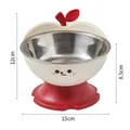 Anti-tip apple-shaped stainless steel pet bowl for cats and small dogs, 15x12x8.5 cm - Stainless Steel Bowl Set / White