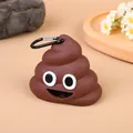 Funny brown poop emoji shaped dog waste bag dispenser with black carabiner clip - Pet Poop Scooper / Coffee