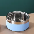 Sky blue large capacity double-layer stainless steel pet bowl for dogs and cats - Thickened Double Layer Style / 14cm / Sky Blue