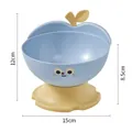 Elevated blue apple-shaped pet bowl with yellow base, 15cm width for cats and dogs - Single Bowl / Blue