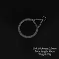 Durable silver 2.0mm stainless steel P-chain dog collar with 40cm total length. - Double Row Slip Chain / 2.0mmx40cm