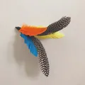 Bunter Feder-Ersatzkopf für Katzenangeln mit gepunkteten Naturfedern Spielzeug - Perlenentenfeder-Stil / Mehrfarbig/Schwarz-weiß gefleckt