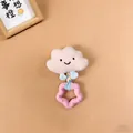 Plush cloud dog squeaky toy with pink TPR star-shaped chew ring and braided rope - Cloud Style / 19x11cm