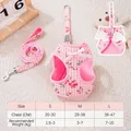 Pink checkered vest-style angel wing pet harness and leash set for small dogs and cats - S / Angel Wings Pink