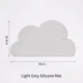 Non-slip cloud-shaped light grey silicone pet food mat placemat measuring 48cm by 26.8cm - S / Cloud Mat / Gray