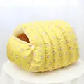 Thickened yellow cat bed with cute ice cream pattern and soft fleece lining for warmth - Yellow - Oxford Cloth Enclosed Nest