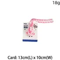 Giocattolo per gatti in peluche a strisce bianche e rosa con erba gatta, 18g - Imballaggio su cartoncino / Topo rosa a coda lunga