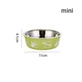 Mini green stainless steel pet food bowl with paw patterns, 11cm diameter size. - Mini / Green