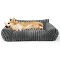 Grijs gestreepte pluche huisdierbank voor honden en katten, gezellig slaapoppervlak - XXS / 40x30x16cm / Grijs
