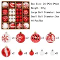 44-piece Christmas ball ornament set in red and white with various patterns - 44 Pieces / Red White
