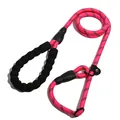 Reflective pink slip lead dog leash with comfortable foam handle for pet training - 12mm*120cm / Pink
