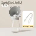 380ml grey portable dog water bottle with cute bear lid and handy carrying lanyard - S / Gray