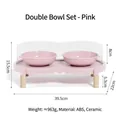 Set doppia ciotola in ceramica rosa per animali domestici con supporto e paraspruzzi - Set Doppia Ciotola / Rosa