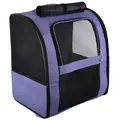 Large capacity foldable pet carrier backpack for cats and small dogs in purple color - L / Purple