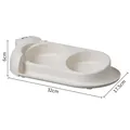 Cream white double pet bowl for cats and dogs with 15 degree tilted neck protection - Basic Double Bowl (Plastic) / Small Cat Model (32x17.5x6cm) / White