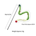 Interactive plush cat teaser wand featuring a green and white fuzzy strip with a built-in bell - Forest Walk