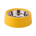 Durable detachable stainless steel pet feeding bowl with yellow anti-slip plastic base - With Stainless Steel Inner / Yellow
