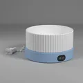 Heated pet water bowl with constant temperature control in light blue base - White Bowl + Blue Heating Base; 750ML