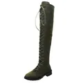 Botas mosqueteras con cordones verde oscuro con punta redonda y acabado en ante - 34 / Verde