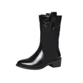 Stylish vintage black women's cowboy boots featuring chunky heel and elastic side panel - 40 / Black
