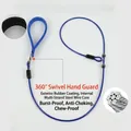 Blue heavy-duty dog leash with 360-degree swivel handle and steel wire core - Webbing Handle Slip Lead (Double Buckle) / 5mm x 70cm / Blue