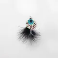 Halloween cat toy accessory featuring a glittery eyeball design and soft black feather tail - No. 5 Eyeball Feather Refill