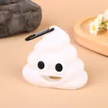 White silicone poop-shaped dog waste bag dispenser featuring a sturdy black carabiner - Pet Poop Scooper / White