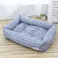 Grey herringbone pattern linen pet bed with a thickened cushion for cats and dogs - Grey Arrow / Size 1 (45x30cm)