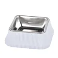 Detachable stainless steel pet bowl featuring a white Roman column textured plastic base. - Square Roman Column / White