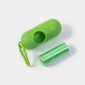 Green pill-shaped portable pet waste bag dispenser with one refill roll included - Capsule Box + Waste Bag / Light Green