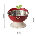 Elevated apple-shaped red pet bowl with stainless steel liner for neck protection - Stainless Steel Bowl Set / Red
