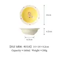Ciotola creativa per animali in ceramica gialla opaca a forma di UFO con disegno animato - Ciotola UFO Ragazza Pois / Giallo