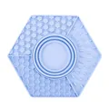 Light blue hexagonal silicone pet lick mat with multiple textures for slow feeding - Style 2313 / Blue