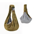 Adjustable olive green pet sling carrier with checkered lining for small dogs and cats - Adjustable Sling Style (2415#) / Army Green